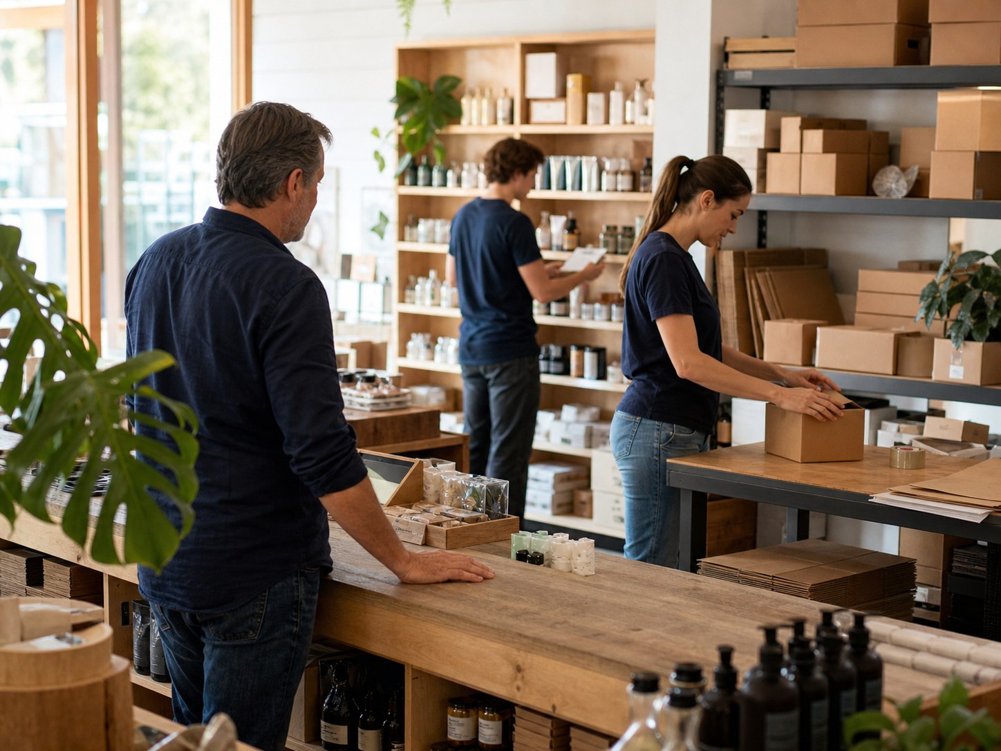 A retail team managing products and customer orders
